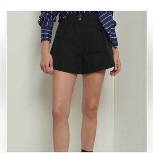 NWT Derek Lam Mika High Waisted Black Snap Shorts